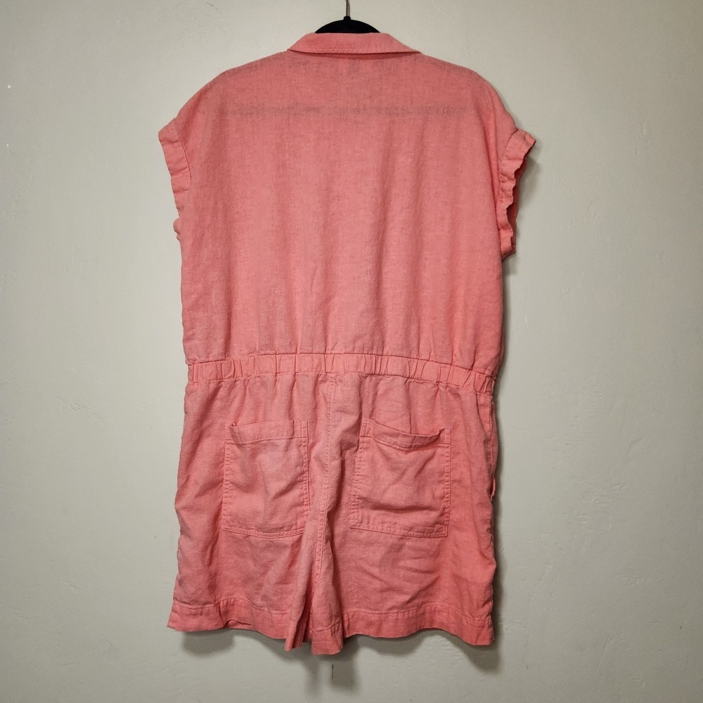 Universal Thread Coral Romper Linen Blend Womens Size 16 Short Sleeve - Picture 5 of 5